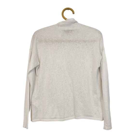 Eileen Fisher | Wool Blend Faux Wrap Front Sweater Cream Size XS - Picture 4 of 10